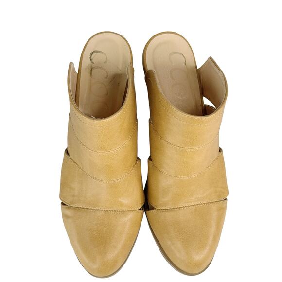 CCOCCI Faith Leather Mules Coccinelle Slip On Shoes Block Heels Tan Brown 9 - Picture 4 of 9